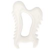 Outil blanc cassé aux bords crantés, présenté verticalement sur fond blanc.